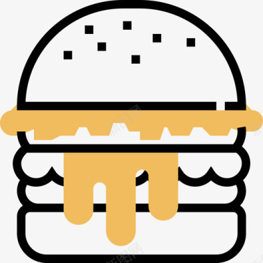 汉堡面包店38黄影图标图标