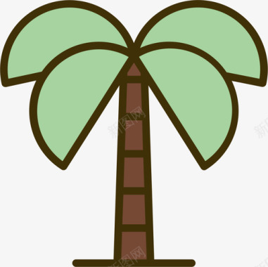 棕榈树夏季40线形颜色图标图标