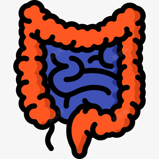 肠道医学106线状颜色图标svg_新图网 https://ixintu.com 医学106 手绘 线状颜色 肠道