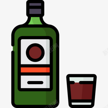 草本酒鸡尾酒5线性颜色图标图标