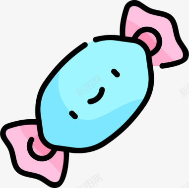 糖果婴儿淋浴5线性颜色图标图标