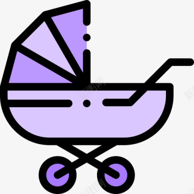 婴儿推车孕妇6线性颜色图标图标