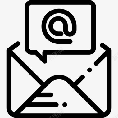 电子邮件媒体技术5线性图标图标