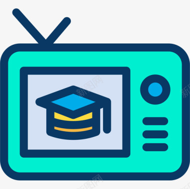电视教育和学校4线性颜色图标图标