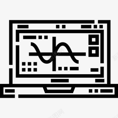 笔记本电脑工程16线性图标图标