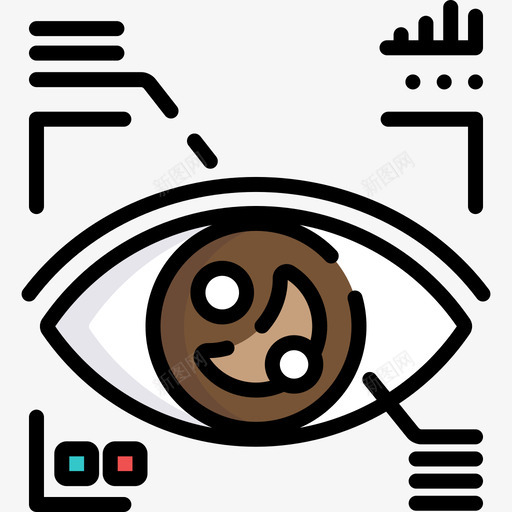 眼睛扫描人工智能18线性颜色图标svg_新图网 https://ixintu.com 人工智能18 眼睛扫描 线性颜色