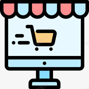 网上购物电子商务70线性颜色图标图标