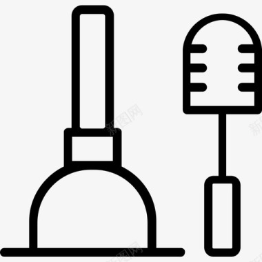 马桶刷清洁3直线型图标图标