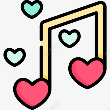 浪漫音乐爱情35线性色彩图标图标