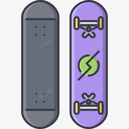 滑板运动装备5彩色图标svg_新图网 https://ixintu.com 彩色 滑板 运动装备5