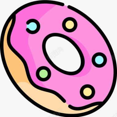 甜甜圈80年代10线性颜色图标图标