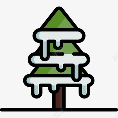 圣诞树北极8线形颜色图标图标