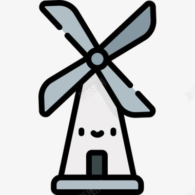 风车荷兰8线性颜色图标图标