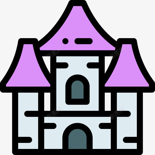 城堡万圣节76线性颜色图标svg_新图网 https://ixintu.com 万圣节76 城堡 线性颜色