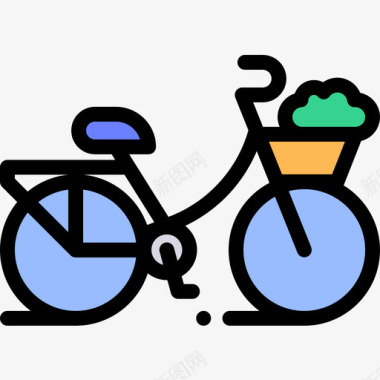 自行车荷兰4线性颜色图标图标