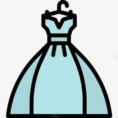 礼服婚礼117线性颜色图标图标