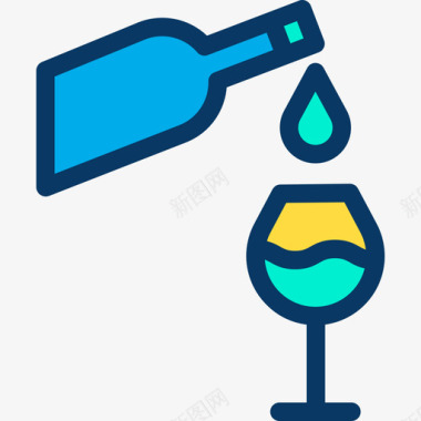 葡萄酒25号酒吧线性颜色图标图标