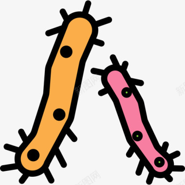 细菌科学34线状颜色图标图标