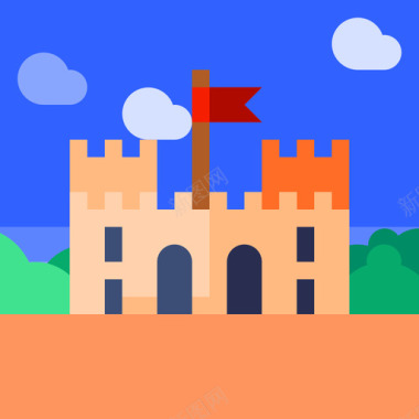 城堡景观3平坦图标图标