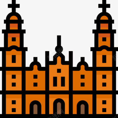 莫雷拉大教堂23个地标线性颜色图标图标