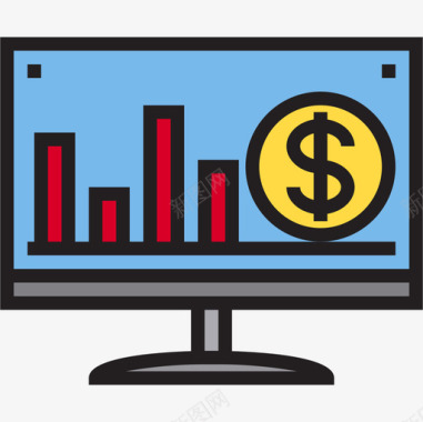 分析金融82线性颜色图标图标