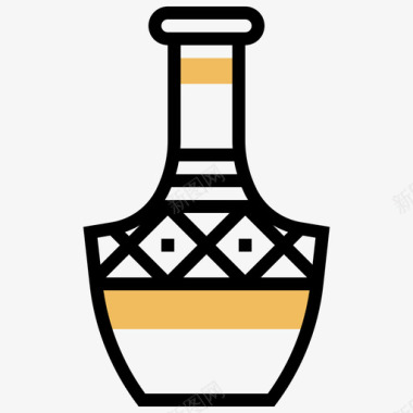 花瓶非洲象征黄影图标图标