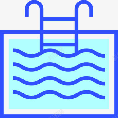 游泳池旅游57线性颜色图标图标