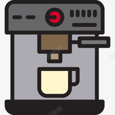 咖啡机咖啡35线性颜色图标图标