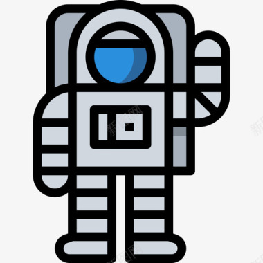 宇航员86号太空人线性颜色图标图标