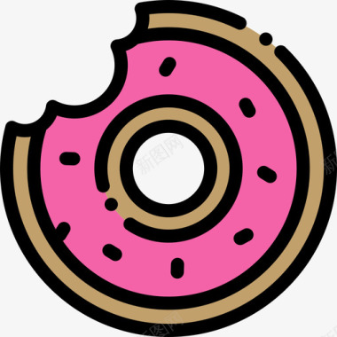 甜甜圈糖果店10线性颜色图标图标