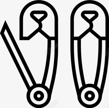 胸针缝纫设备3线状图标图标