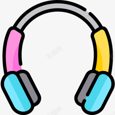 耳机80年代10线性颜色图标图标