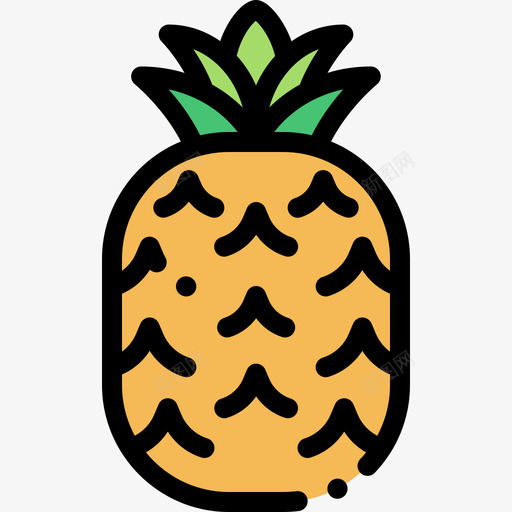 菠萝水果和蔬菜6线形颜色图标svg_新图网 https://ixintu.com 水果和蔬菜6 线形颜色 菠萝