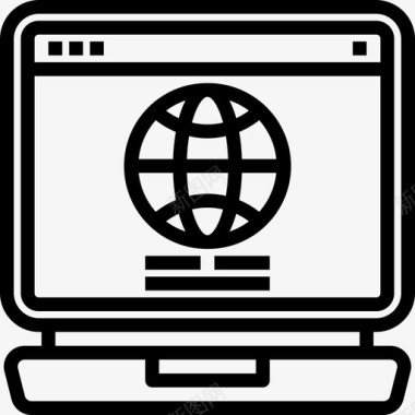 互联网笔记本电脑浏览器线性图标图标