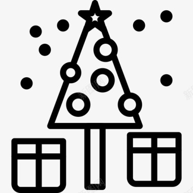 圣诞树假日28直线型图标图标