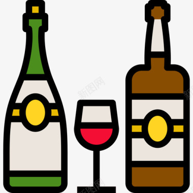 葡萄酒派对和庆典6线性颜色图标图标