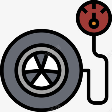 轮胎汽车服务18线性颜色图标图标