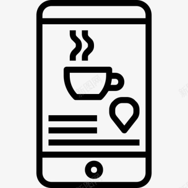 智能手机咖啡21线性图标图标