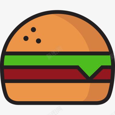 汉堡烤肉架线性颜色图标图标