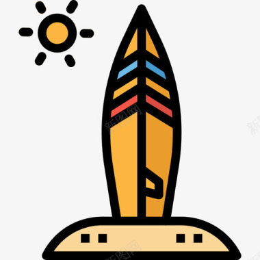 冲浪板夏季51线性颜色图标图标