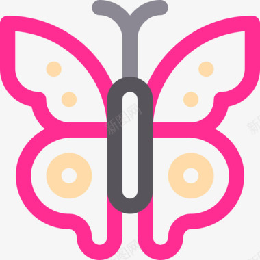 蝴蝶自然48线形颜色图标图标