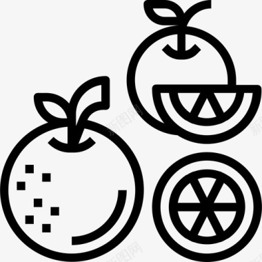 橘子水果和蔬菜3直线型图标图标