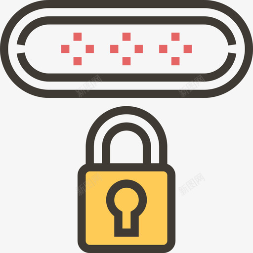 密码互联网安全19黄色阴影图标svg_新图网 https://ixintu.com 互联网安全19 密码 黄色阴影