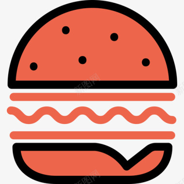 汉堡面包店43线性颜色图标图标