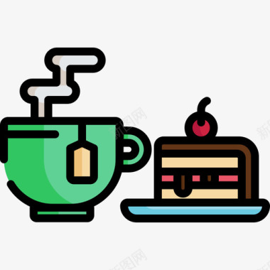 茶咖啡厅29线性颜色图标图标