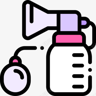 母乳泵孕妇6线性颜色图标图标