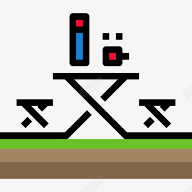 桌子野营填充图标线颜色图标