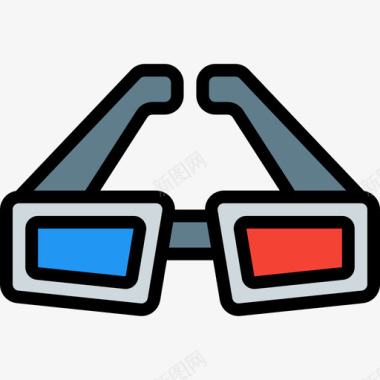 3d眼镜多媒体28线性彩色图标图标