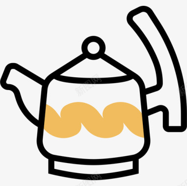 茶壶中国符号2黄影图标图标