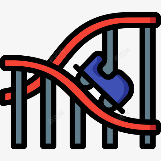 过山车主题公园2线性颜色图标svg_新图网 https://ixintu.com 主题公园2 线性颜色 过山车